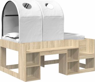 vidaXL Cama Con T&uacute;nel Con Estante 3 Uds. Roble Sonoma Y Blanco Vidaxl