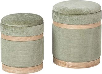 Adda Home Set 2 Puffs Poliester 36x36x44 31x31x38 Cm