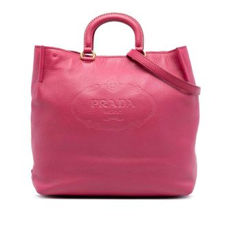 Prada Pre-owned Prada Vitello Daino Embossed Canapa Logo Open Convertible Tote IWLLFKKR3BVA9717
