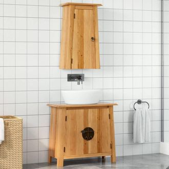 Berkfield Home 2 Piece Bathroom Furniture Set Solid Wood Pine in Brown