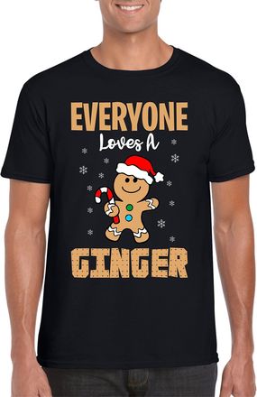 Generic Everyone Loves a Ginger T-Shirt, Santa Christmas Ugly Christmas Adult Kids Men Women Gift Tee Top (Black, S)