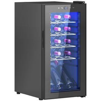 HOMCOM Homcom Cantinetta Frigo Per 15 Bottiglie Di Vino Con Ripiani Regolabili Nero