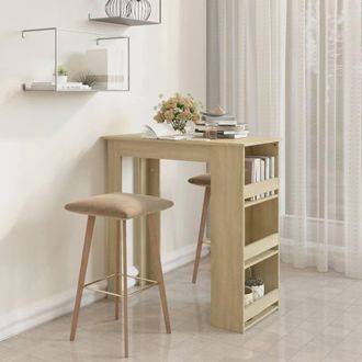 Berkfield Home Bar Table with Storage Rack Sonoma Oak 102x50x103.5cm Engineered Wood in Beige | Size: 102x50x103.5 cm