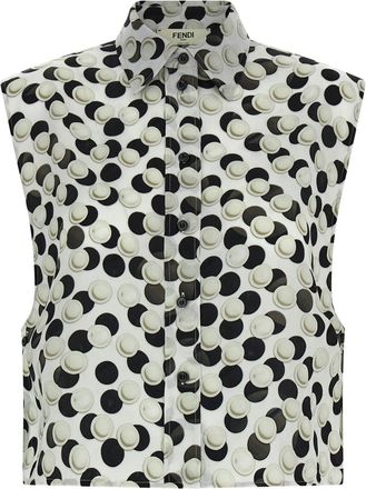 Fendi Multicolor Polka Dot Crop Top