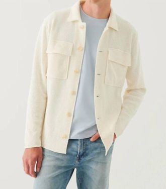 Patrick Assaraf Button Front Patch Pocket Knit Jacket In Off White
