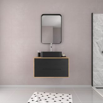 Aurlane Mueble De Ba&ntilde;o 2 Cajones + Lavabo Rectangular + Espejo - Uby 80cm