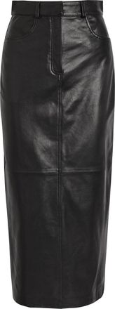 Nour Hammour Ghalia Panelled Leather Midi Skirt - Black - 42 (UK14 / L)