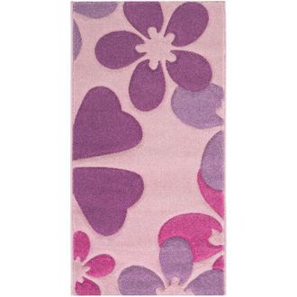 Luxor living Tappeto per bambini disegno di fiori rosa - tappeto per la camera dei bambini delle bambine da usare come tappeto da gioco 80 x 150 cm