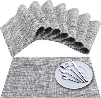 OEM Manteles Individuales, Mantel Individual Antideslizante, Posavasos, Manteles Individuales De Pl&aacute;stico, 6 Piezas, 45 X 30 Cm, Blanco, Gris