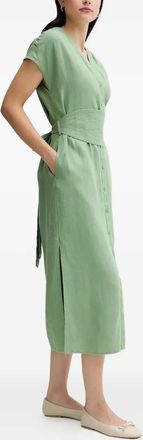 Pedro del Hierro Abito in lino con cintura - Verde