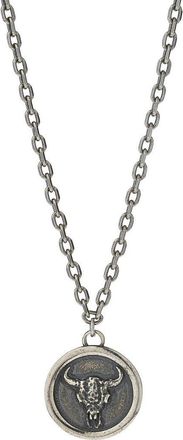 Degs & Sal Mens Bull Skull Coin Necklace in Silver at Nordstrom