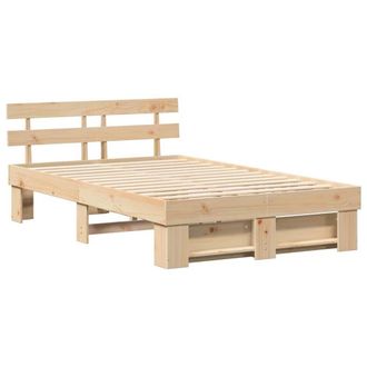 Berkfield Home with Headboard Brown 120 x 190 cm Solid pine wood in Natural