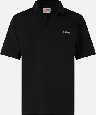 MC2 Saint Barth Man Black Cotton Jersey Polo Shirt Brighton