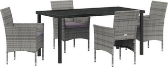 vidaXL Garden Dining Set with Cushion 5 pcs Grey Poly rattan Vidaxl