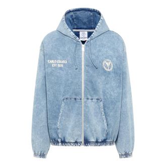 Carlo Colucci Carlo Colucci, Denim Jackets, male, Blue, Size: 2XL Sweat Jacket - Almost Denim