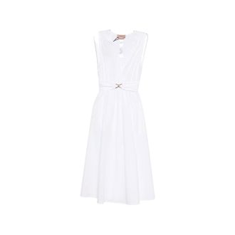 Twinset Wrap Dresses, female, White, Size: L V-neck Midi Dress