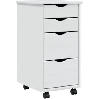 vidaXL Vidaxl - Rolling Cabinet with Drawers moss White Solid Wood Pine