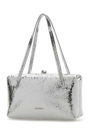 Jil Sander Womens Silver Nappa Leather Goji Pillow Shoulder Bag Atlanticdeep Borse A Mano