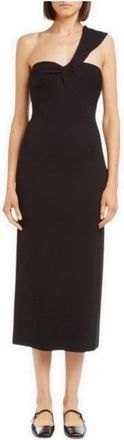 P.A.R.O.S.H. Zwarte One-Shoulder Jurk met Strik - Dames - Casual kleedjes - Zwart - S - Kleedjes
