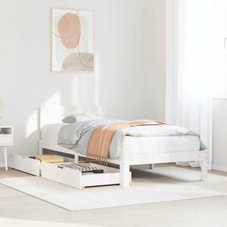 vidaXL Estructura Cama Con Cajones Madera Maciza Pino Blanca 90x190 Cm Vidaxl