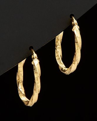 Italian Gold, Inc 18K Italian Gold Greek Key Twisted Hoop Earrings