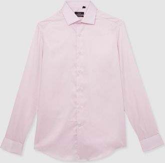 Reiss Pink Remote Cuff Slim Fit Cotton-sateen Shirt, 165