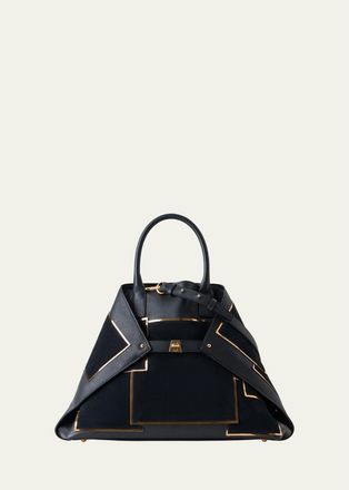 Akris Ai Medium Metallic Patchwork Top-Handle Bag