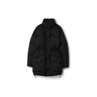 Miu Miu Technical Pong&eacute; Down Long Jacket, Woman, Black, Size 36