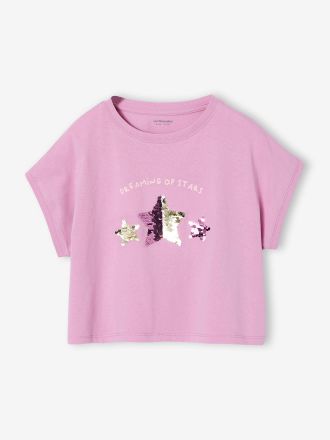 Vertbaudet M&auml;dchen T-Shirt mit Wendepailletten, verschiedene Designs lila