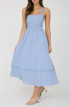 Blu Pepper Square Neck Midi Dress in Dusty Blue at Nordstrom Rack, Size Medium