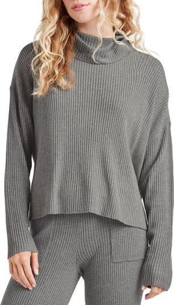 Splendid Georgie Cowl Neck Rib Sweater in Heather Grey at Nordstrom Rack, Size X-Large
