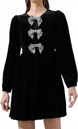 Sugarlips Glow Bow Velvet Mini Dress In Black
