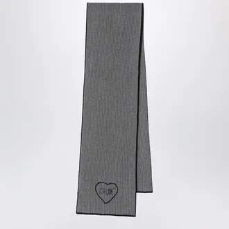 Chlo&eacute; Sciarpa grigio m&eacute;lange in lana e cotone