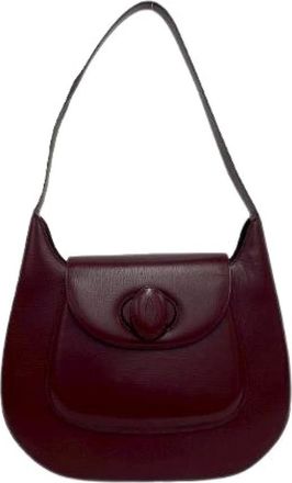 Cartier Pre-owned Shoulder Bags, female, Red, Size: ONE SIZE Pre-owned Must Line Leather Shoulder Bag