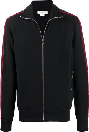 Alexander McQueen Logo Sweatshirt met Zijdetail - Heren - Vesten met rits - Zwart - L - Polyester - Hoodies & sweatvesten