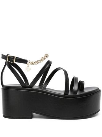 Maje Sandalen verfraaid met ketting - Zwart