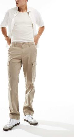 Only & Sons Only & Sons straight fit cargo pants in beige-Brown