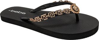 Bebe Lion Charm Thong Flip Flop in Black at Nordstrom Rack, Size 10