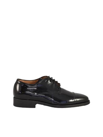 Botti Black Patent Leather Cap-Toe Lace-Up Shoes