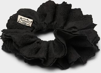 Simons Womens Floral and bow openwork large ruffled scrunchie