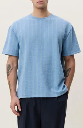 Les Deux Stripe Jacquard T-Shirt in Faded Denim Blue at Nordstrom, Size Xx-Large