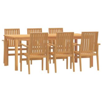 Berkfield Home 7 Piece Garden Dining Set Solid Wood Teak in Brown