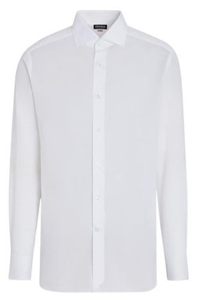 Ermenegildo Zegna Couture Cotton & Linen Button-Up Shirt in White at Nordstrom, Size 41 Eu