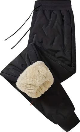 Generic Mens Warm Outdoor Slacks Thickened Windproof Waterproof Skiing Mountaineering Cold Pants Black