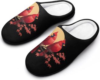Generic Cardinal Maple Leaves Men Slippers Funny House Shoes Cotton Slipper for Indoor Outdoor