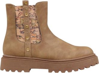 Alviero Martini 1A Classe Enkellaarsjes - Dames - Chelseaboots - Beige - 35 EU - Leer - Schoenen