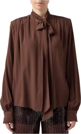 Federica Tosi Blusa Nastro al Collo - Dames - Blouses - Bruin - M - Overhemden