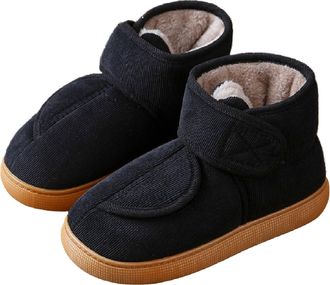 Generic Diabetic Winter Boots for Women Men Warm Fur Lining Outdoor Indoor Shoes Comfortable Slip On Slippers with Adjustable Straps for Elderly Swollen Feet 