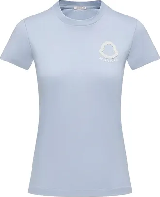 Moncler Moncler Embroidered Logo Cotton T-shirt, Women, Blue, Size: Xl