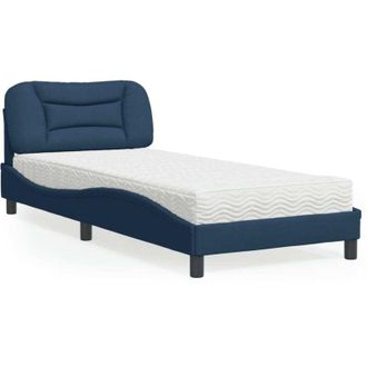 vidaXL Cama Con Colch&oacute;n Tela Azul 90x190 Cm Vidaxl
